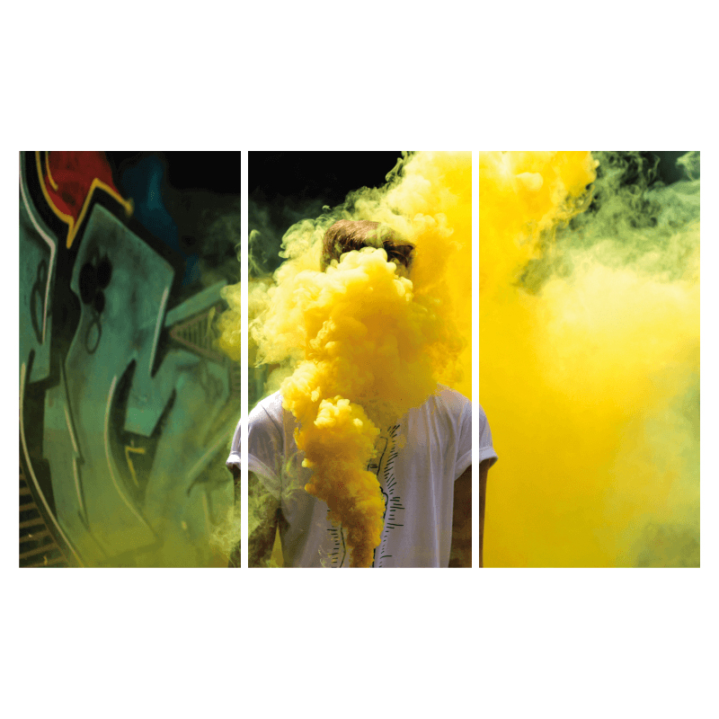 Τρίπτυχος πίνακας σε καμβά Yellow Smoke